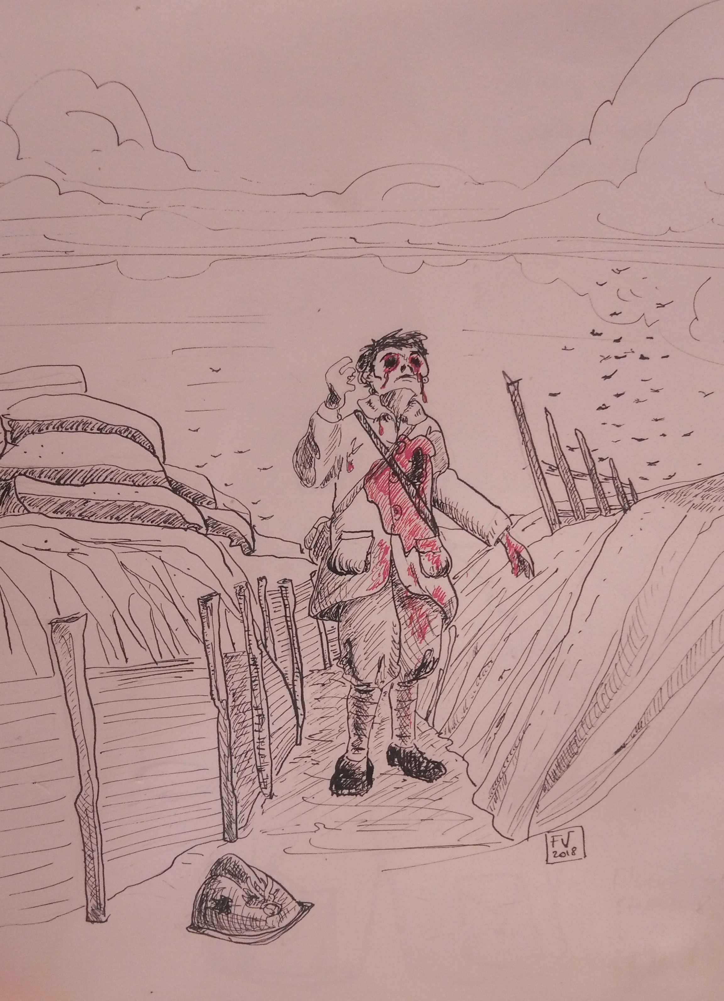 Gaz Tranchée Verdun 1917 FV